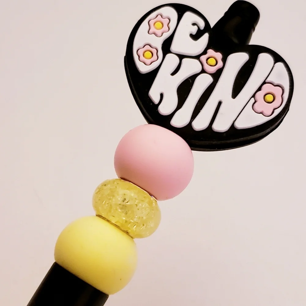 Handmade Be Kind Beaded Silicone Focal Bead Pen
